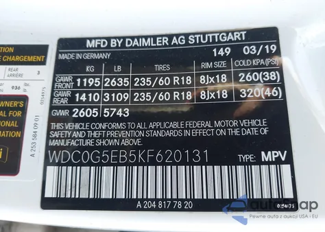 2019 Mercedes-Benz Glc 350E 4Matic from USA, damaged, VIN WDC0G5EB5KF620131